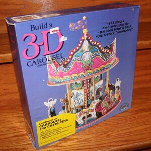 3/$77❤️sealed vintage 1994 Ceaco 3D Puzzle Carousel Horses Two-sided Corkboard